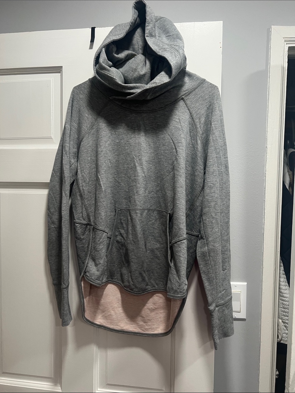 lululemon athletica Gray Cowl-Neck Pullover with Pink Lining